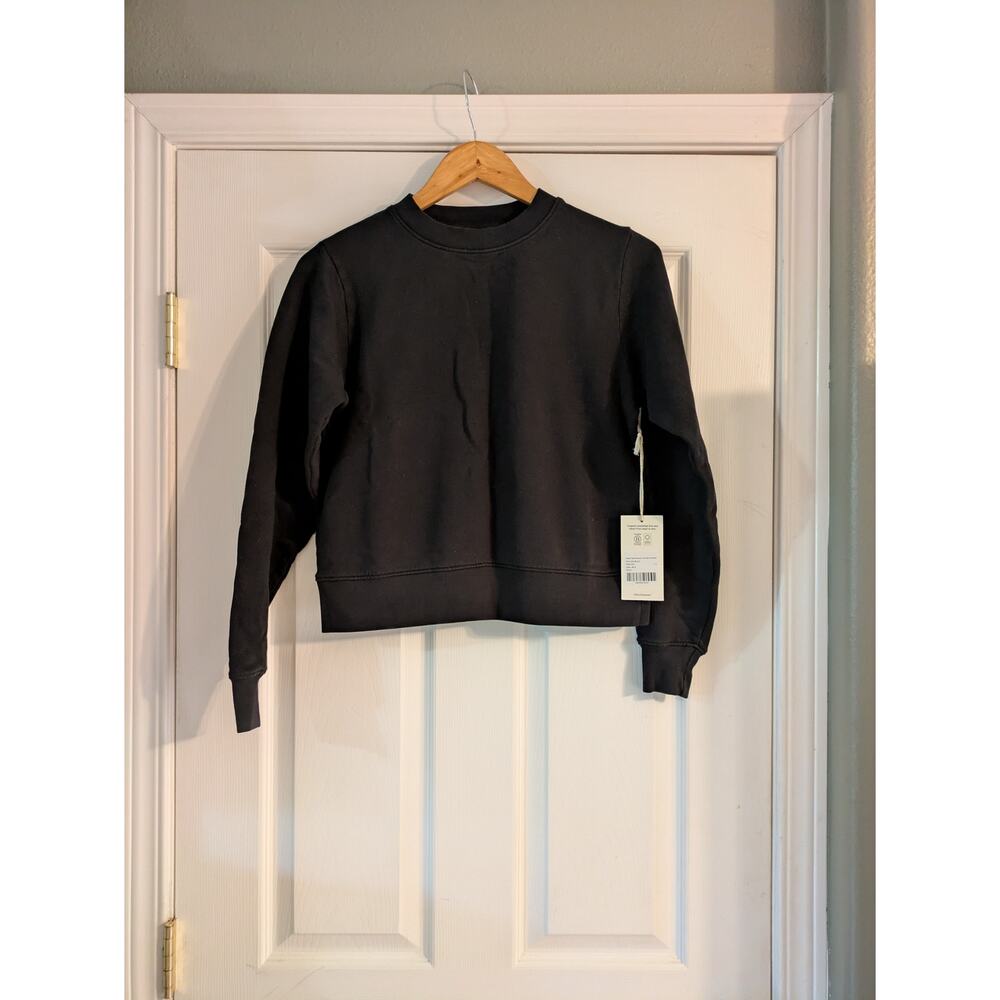 MATE The Label Organic Fleece Shrunken Sweatshirt Black S Crew NWT